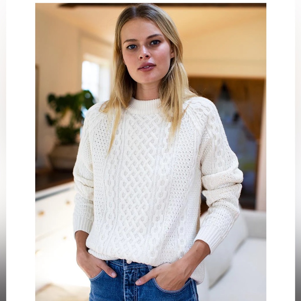 Gorgeous shrunken Emerson Fry wool fisherman’s sweater small ivory